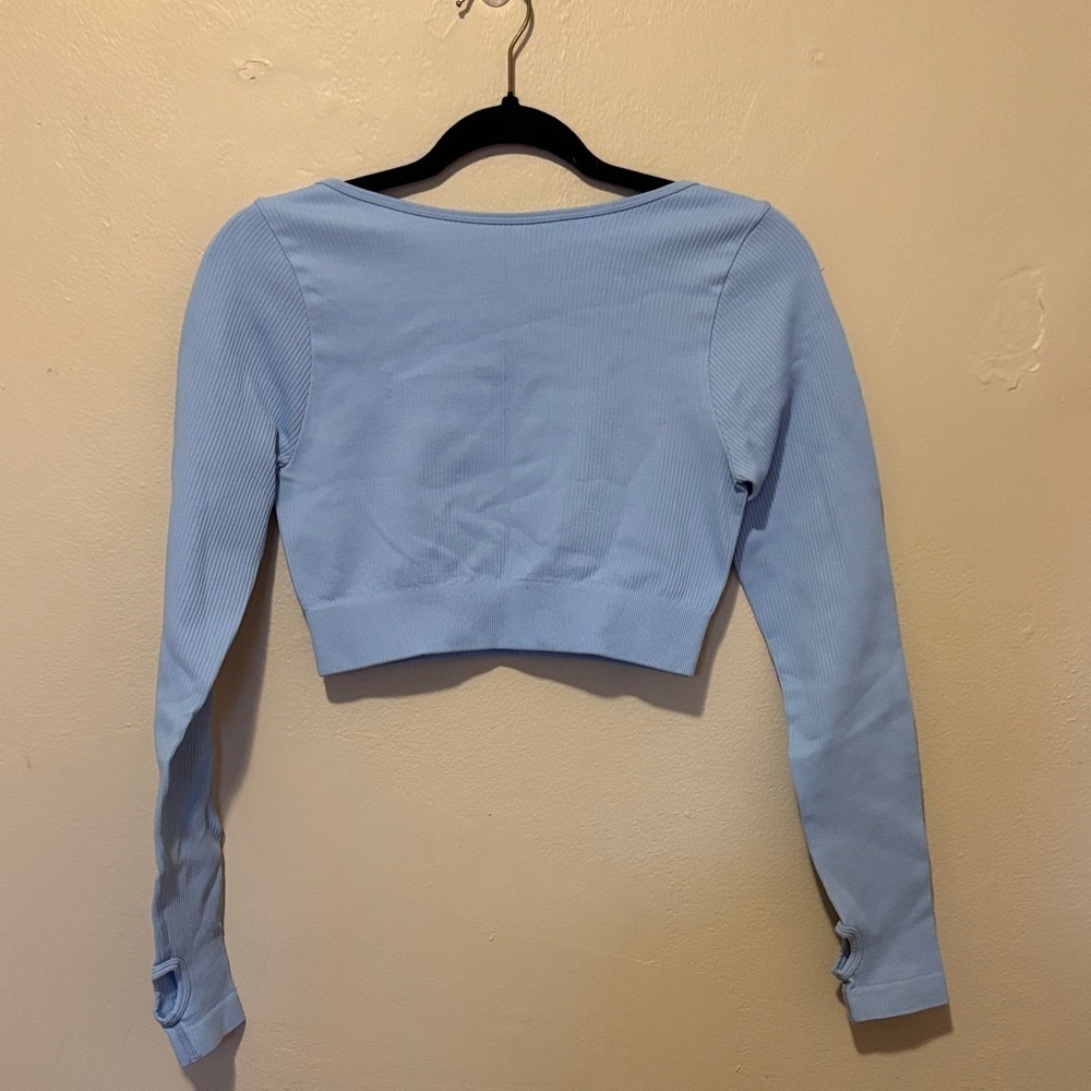 Sky Blue Women's Ribbed Crop Top